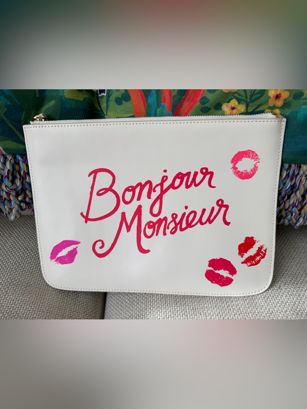 Kate Spade Bonjour Monsieur leather clutch excellent used condition